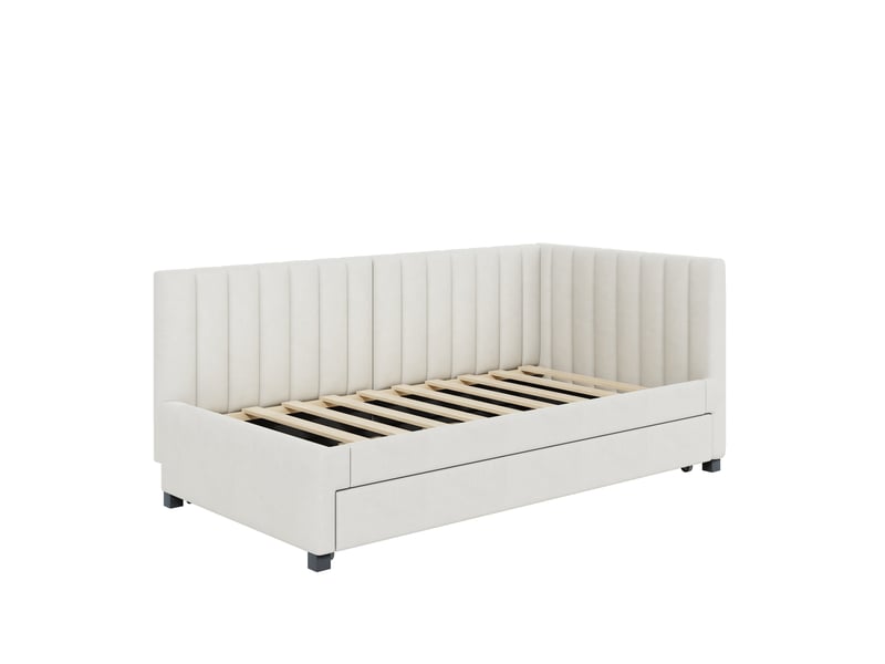  Lit coffre - 90x200cm - rose - tête de lit réglable - rangement hydraulique  - Conforama E