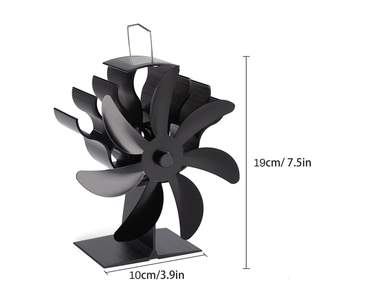  Ventilateur thermique, silencieux, distribution efficace de la chaleur pour poêle à bois, bûcheron domestique, noir  - Conforama E