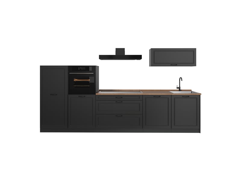  Vicco cuisine, anthracite campagneanthracite, 340cm plan de travail chêne doré  - Conforama A