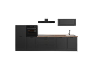 Vicco cuisine, anthracite campagneanthracite, 340cm plan de travail chêne doré