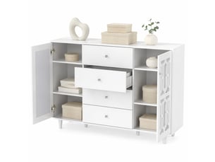 Buffet 2 porte(s) 4 tiroir(s) <strong></strong> <strong></strong> - 147.5 cm coloris blanc