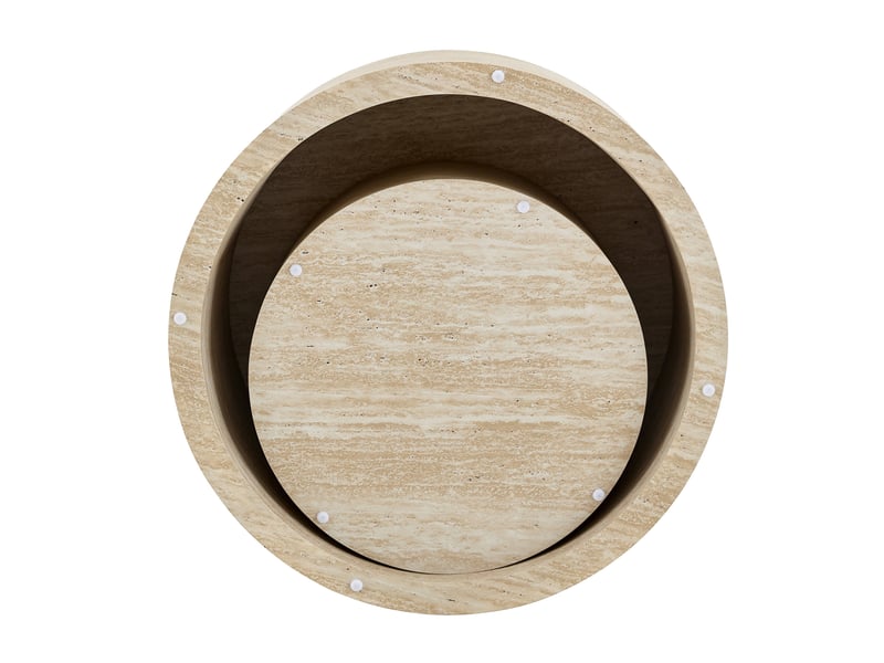  Tables basses gigognes avec espace de rangement et couvercle amovible, rondes, en mdf décor bois, salon  - Conforama E