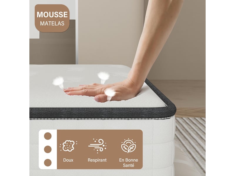  Matelas en mousse à mémoire de forme 90x190 cm, 25 cm épaisseur  - Conforama C