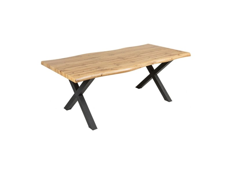  Table de salle à manger rivet – rectangulaire 200 cm – mdf et métal – style industriel  - Conforama A