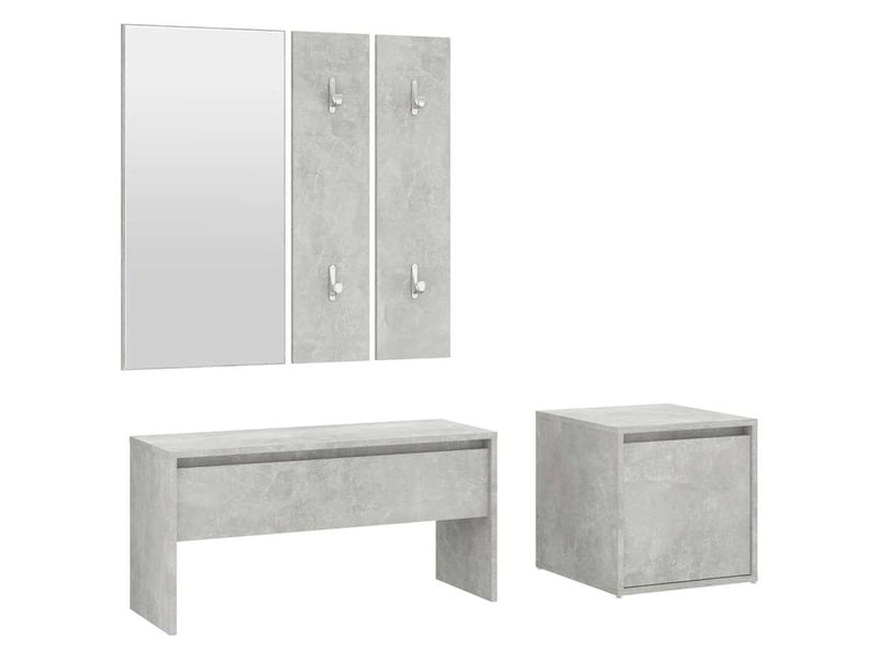  Ensemble de meubles de couloir gris béton bois d'ingénierie shl42753  - Conforama A