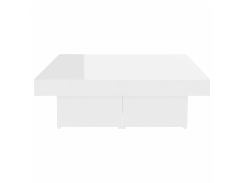  Table basse rectangulaire | table de salon blanc brillant 90x90x28 cm bois d'ingénierie  - Conforama E