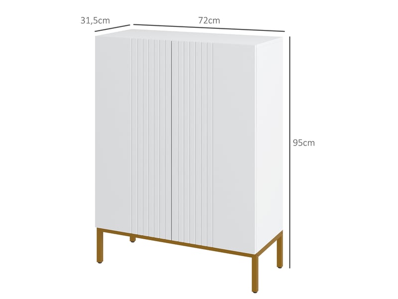  Meuble à chaussures 20 paires, armoire à chaussures moderne avec portes à fermeture douce, étagères réglables, blanc  - Conforama D