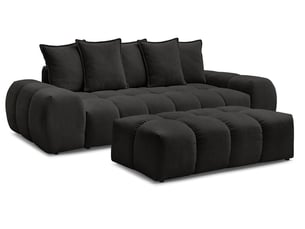 Canapé droit fixe BOBOCHIC EVEREST 3 places Tissu noir