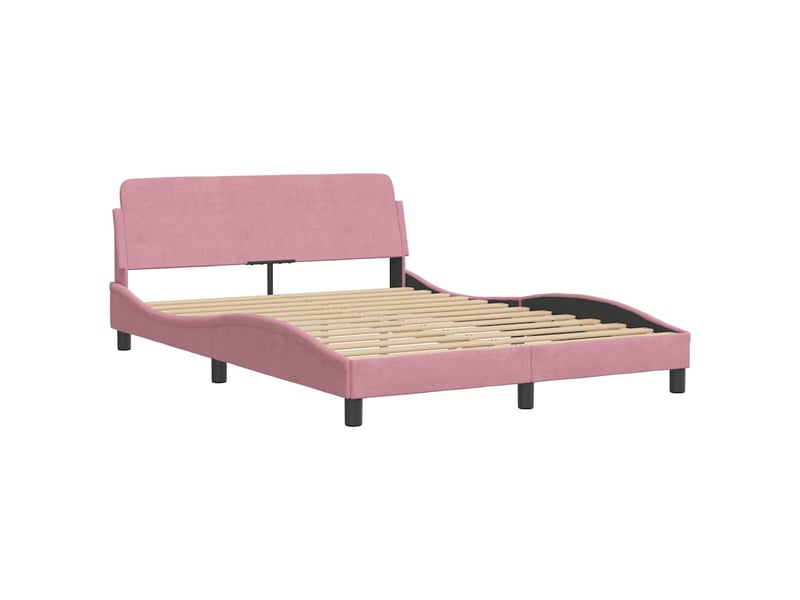  Lit double- lit adulte -  cadre de lit sans matelas rose 120x200 cm velours  - Conforama C