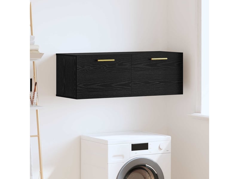  Meuble mural, rangement salon 100 x 36.5 x 35 cm bois d'ingénierie chêne noir shl1458  - Conforama B