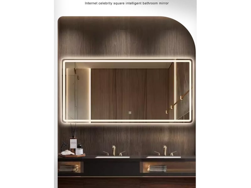  Miroir mural led de salle de bain carré 50x70 cm – étanche hd, interrupteur tactile  - Conforama C