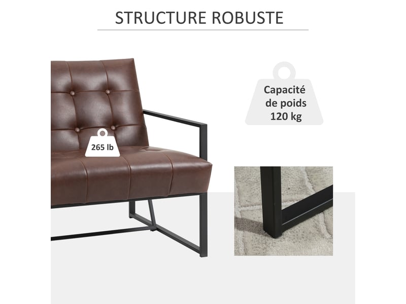  Fauteuil chesterfield – assise capitonnée – style élégant  - Conforama E