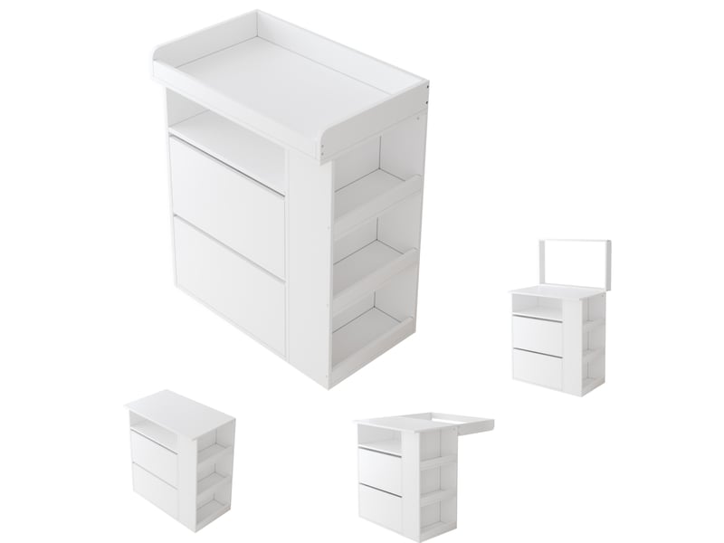  Commode à langer 2-en-1 avec 2 tiroirs 82x50x100 cm mdf blanc  - Conforama A