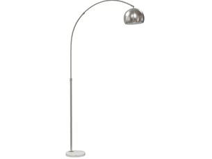 Lampadaire arc 26x100x167 cm argenté en métal, abat-jour orientable, câble 1,8 m et interrupteur au pied