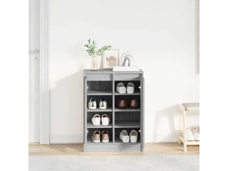  Meuble à chaussure, armoire à chaussures sonoma gris 57x34x76 cm bois d'ingénierie  - Conforama C