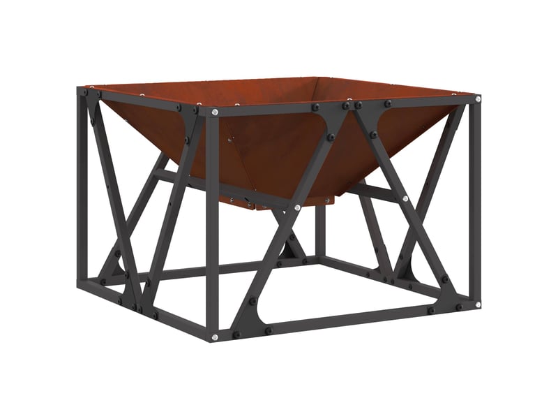  Brasero exterieur, foyer rouillé 50x50x35 cm acier patiné  - Conforama A
