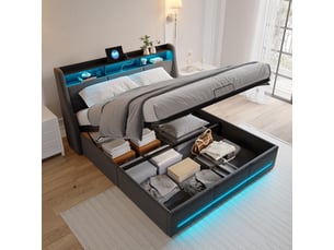 Lit coffre 140x190 cm <strong></strong> <strong>8850297214442</strong> coloris gris
