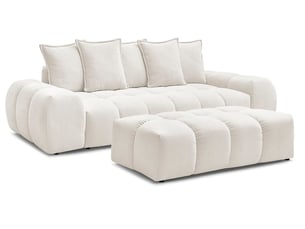 Canapé droit fixe BOBOCHIC EVEREST 3 places Tissu blanc