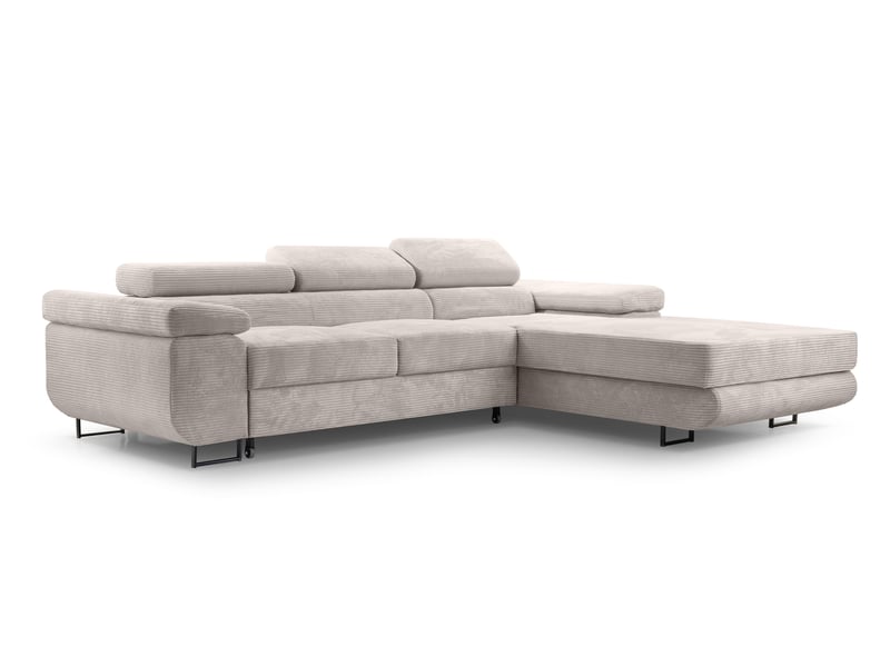 Canapé d’angle en velours côtelé arborio 280 cm blanc doux d Arborio - Conforama A