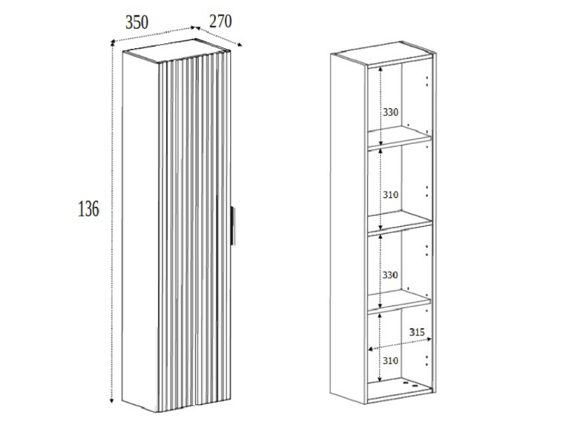 Colonne de salle de bain suspendue flow 35 x 136 cm noyer foncé - Conforama C
