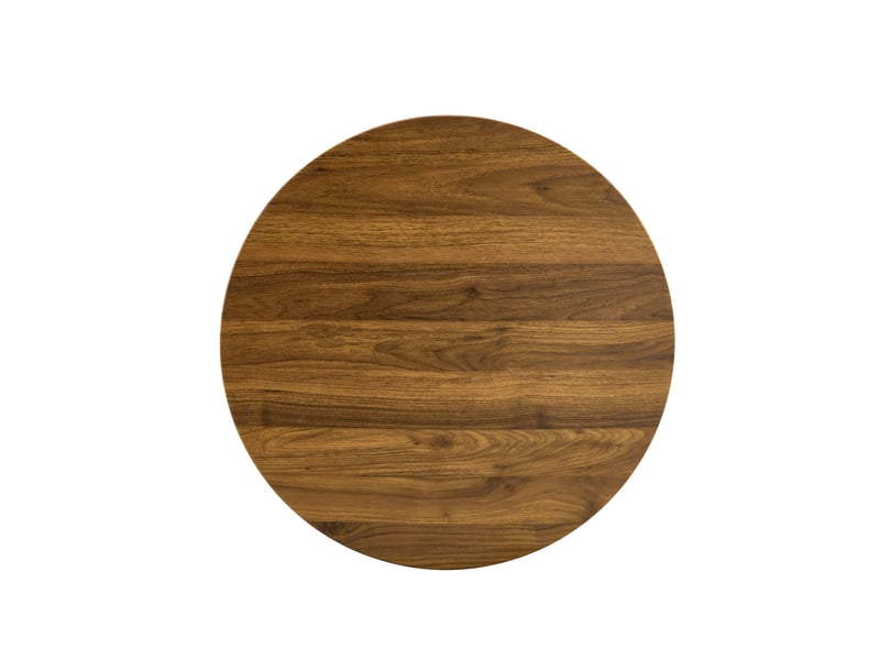  Table ronde, 60 cm, table salon style table d’appoint mid-century plateau, plateau mdf, piètement métal, coloris noyer  - Conforama E