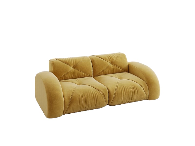  Canapé modulaire 2 places en chenille avec mousse haute densité et design antidérapant, jaune  - Conforama A