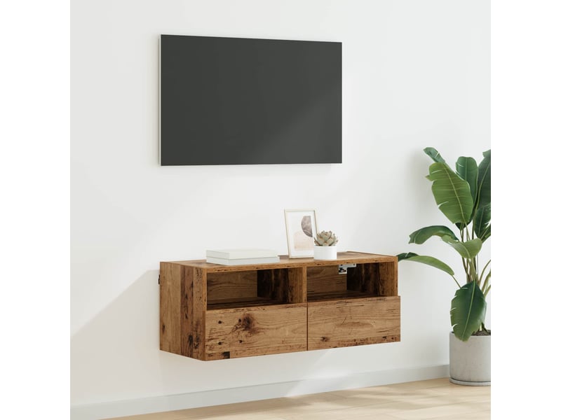  Meuble tv - banc tv - meuble de rangement mural 80 x 30 x 30 cm bois ancien bois d'ingénierie  - Conforama B