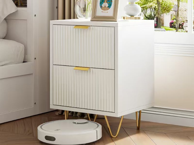  Lot de 2 tables de chevet table de nuit blanc 40 x 40 x 55 cm commode de chevet avec 2 tiroirs  - Conforama B