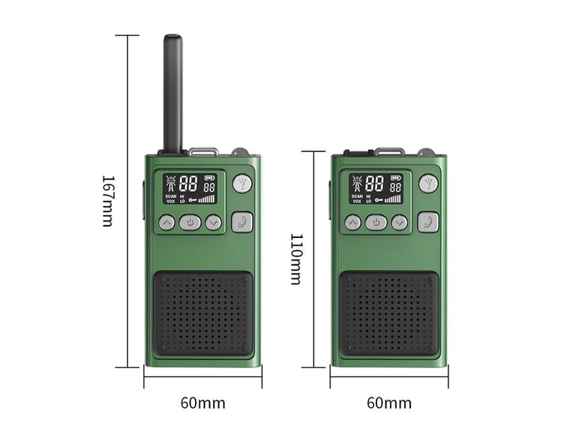 Talkie-walkies enfant - portée 5 km, vox, écran lcd, lampe torche - beige et vert - lot de 2 GTK394 - Conforama B