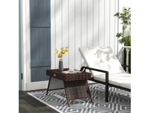 Table d'appoint de jardin pliable 60x41x41 cm marron en rotin, pour balcon, terrasse et camping