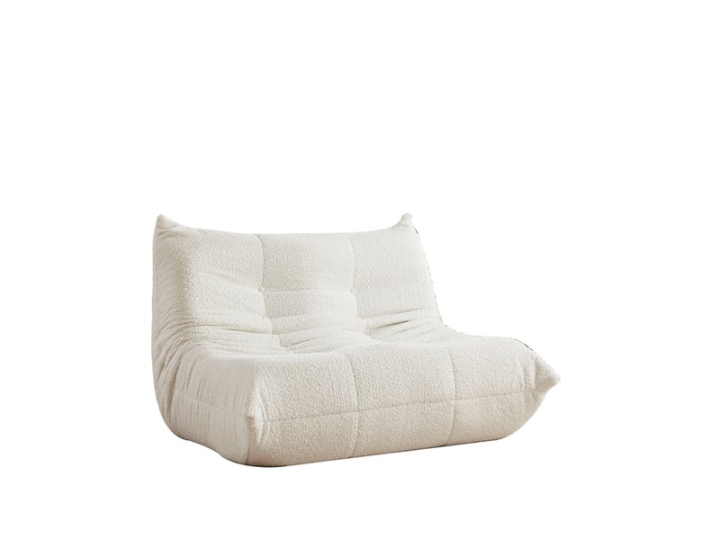  Canapé droit en chenille, assise et dossier en mousse façon cocon, forme chenille sans bras, 83 x 99 x 127 cm, beige  - Conforama A