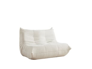 Canapé droit en chenille, assise et dossier en mousse façon cocon, forme chenille sans bras, 83 x 99 x 127 cm, beige