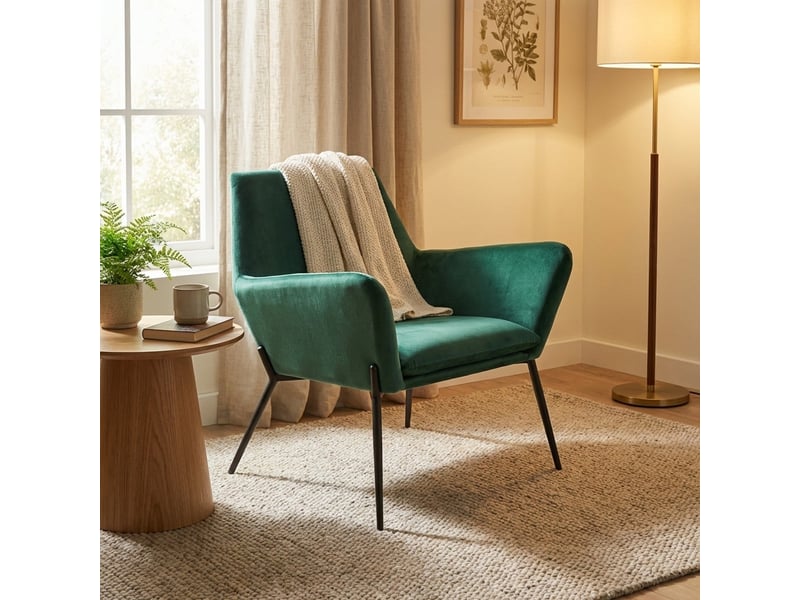 Fauteuil en velours design moderne pour salon nova - vert foncé  - Conforama B
