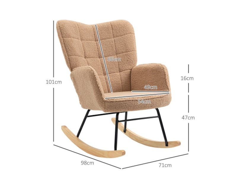 Fauteuil à bascule marron en fausse peau de mouton, relax, charge 120 kg, pour chambre et salon  - Conforama C