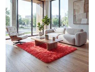 Tapis hwc-f69, shaggy, épais, poil long, tissutextile, cotonneux, doux, 200x140cm - rouge