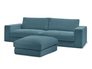Canapé droit fixe BOBOCHIC LEONARD 4 places Velours bleu