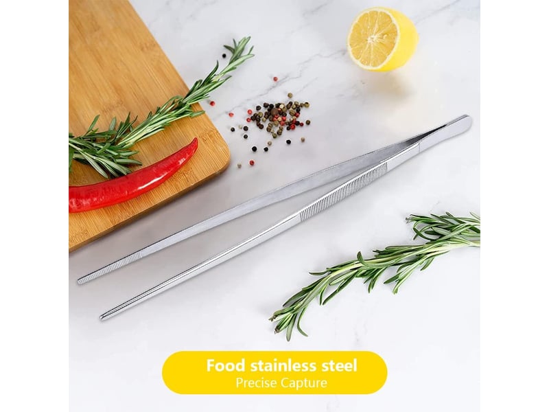 Pincette de cuisine en acier inoxydable, 30 cm pince de chef, outil de cuisine pour griller et cuire, longue pince à épiler droite No Commercial reference - Conforama C