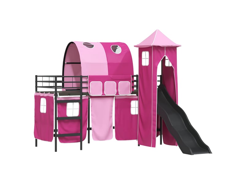  Cadre de lit superposé pour enfants - lit jeune noir et rose 90 x 190 cm  - Conforama D