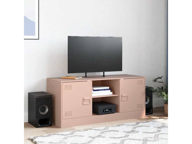  Meuble tv - banc tv - meuble de rangement rose 99x39x44 cm acier  - Conforama C