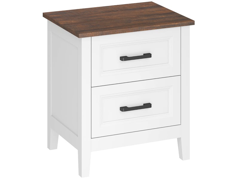  Table de chevet 45 x 35 x 50 cm 2 tiroirs rangement style rustique cosy finition effet bois dessus pratique en mdf blanc 21_0003790  - Conforama A
