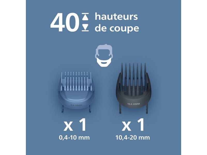  Tondeuse a barbe philips 5000 series bt578015 sans fil rechargeable noir beardsense 40 hauteurs 0,4 a 20 mm lames metalliques BT5780/15 - Conforama D