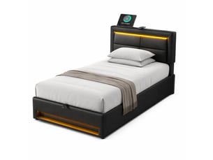 Lit coffre 90x200 cm ULQENI coloris noir