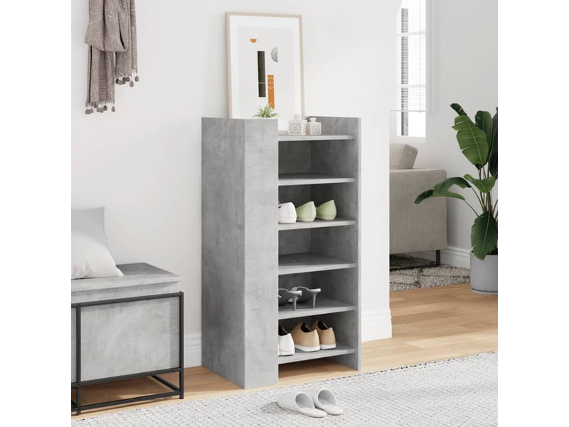  Meuble à chaussure, armoire à chaussures gris béton 52x37,5x100cm bois d'ingénierie  - Conforama C