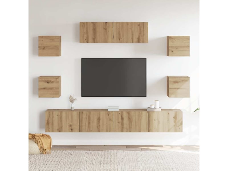  Ensemble de meuble tv - banc tv - meuble de rangement mural 7 pcs chêne artisanal  - Conforama C