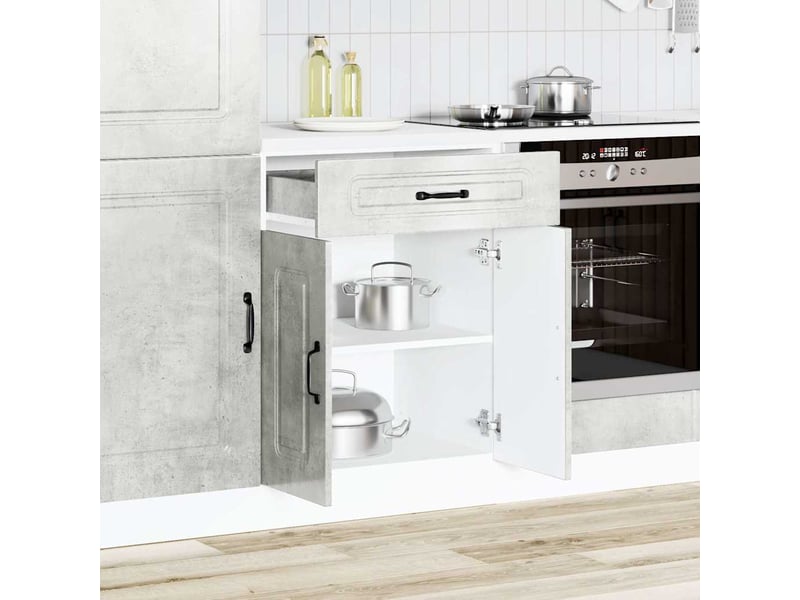  Meuble de rangement, armoire de cuisine kalmar gris béton bois d'ingénierie shl5260  - Conforama C