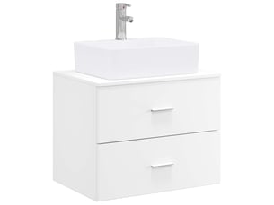 Ensemble de mobilier de salle de bain blanc bois d'ingénierie cf64582