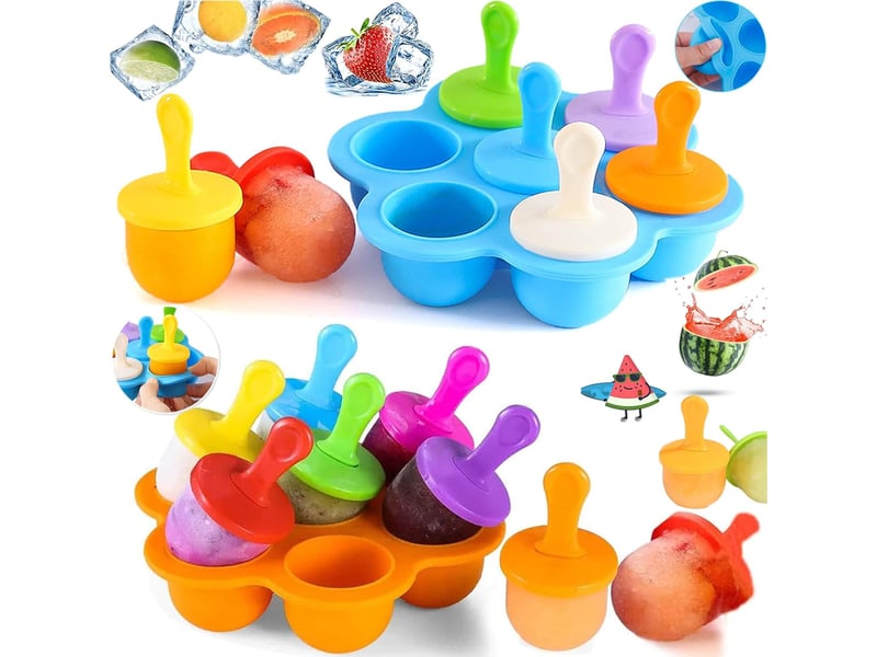 2 mini moules à glace en silicone - moule à crème glacée diy, popsicle maison, pour fruits ou yaourt (bleu + orange) - Conforama A