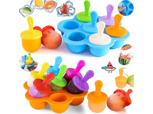 2 mini moules à glace en silicone - moule à crème glacée diy, popsicle maison, pour fruits ou yaourt (bleu + orange)