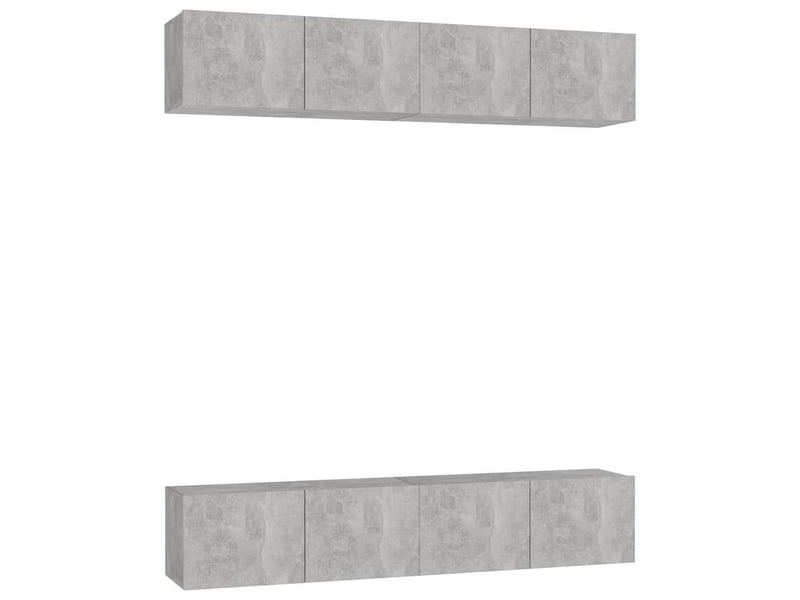  Lot de 4 meuble tv bas salon gris béton 80x30x30 cm bois d'ingénierie shl97251  - Conforama A