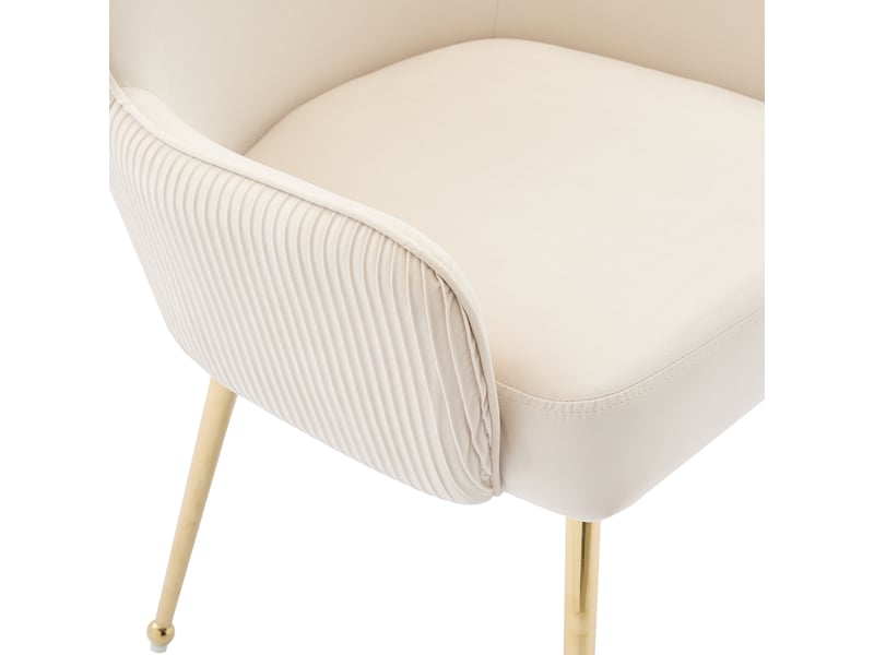  Lot de 6 chaises de salle à manger,avec accoudoirs,velours,beige et doré  - Conforama E